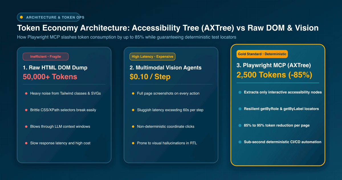 AXTree vs Full DOM vs Vision Token Economy Architecture in Playwright MCP