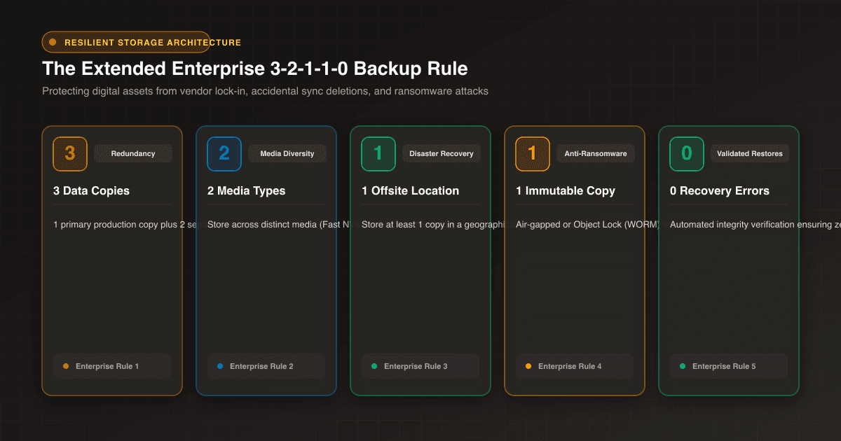 Extended 3-2-1-1-0 Enterprise Backup Matrix for Digital Media Assets